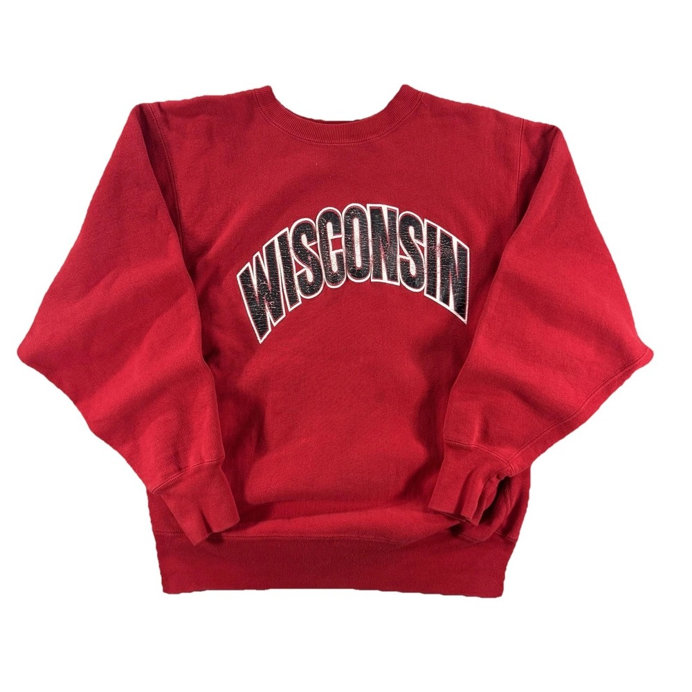 Vintage Champion Reverse Weave Wisconsin Badgers Sweatshirt Mens Large Red 90s
